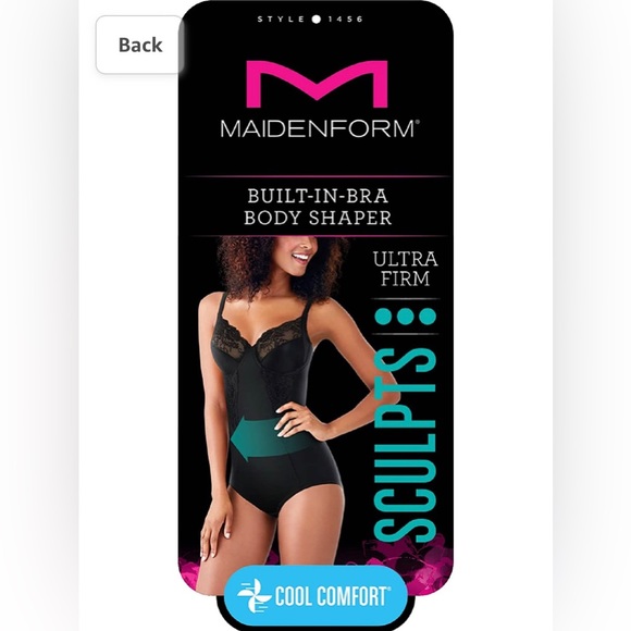 NEW 🖤 Maidenform Flexees Shapewear Body Briefer with Lace Bodysuit Black 36C - Picture 3 of 8